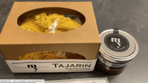 ItalianMyFood – Foodbox mit Menü 5 ItalianMyFood - Tajarin con Sugo di Carciofi con Olive Nere e Maggiorana - Foodboxen mit Menüs aus der Region Piemont - getestet von der Rezeptfamilie