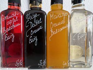 Oilea 21 Beschriftungen der Flaschen - Produkttest - Schalotten Crema, Mango Granatapfel, Crema Balsamica und mehr von Oilea - Videoleben - Rezeptfamilie - Familyeller