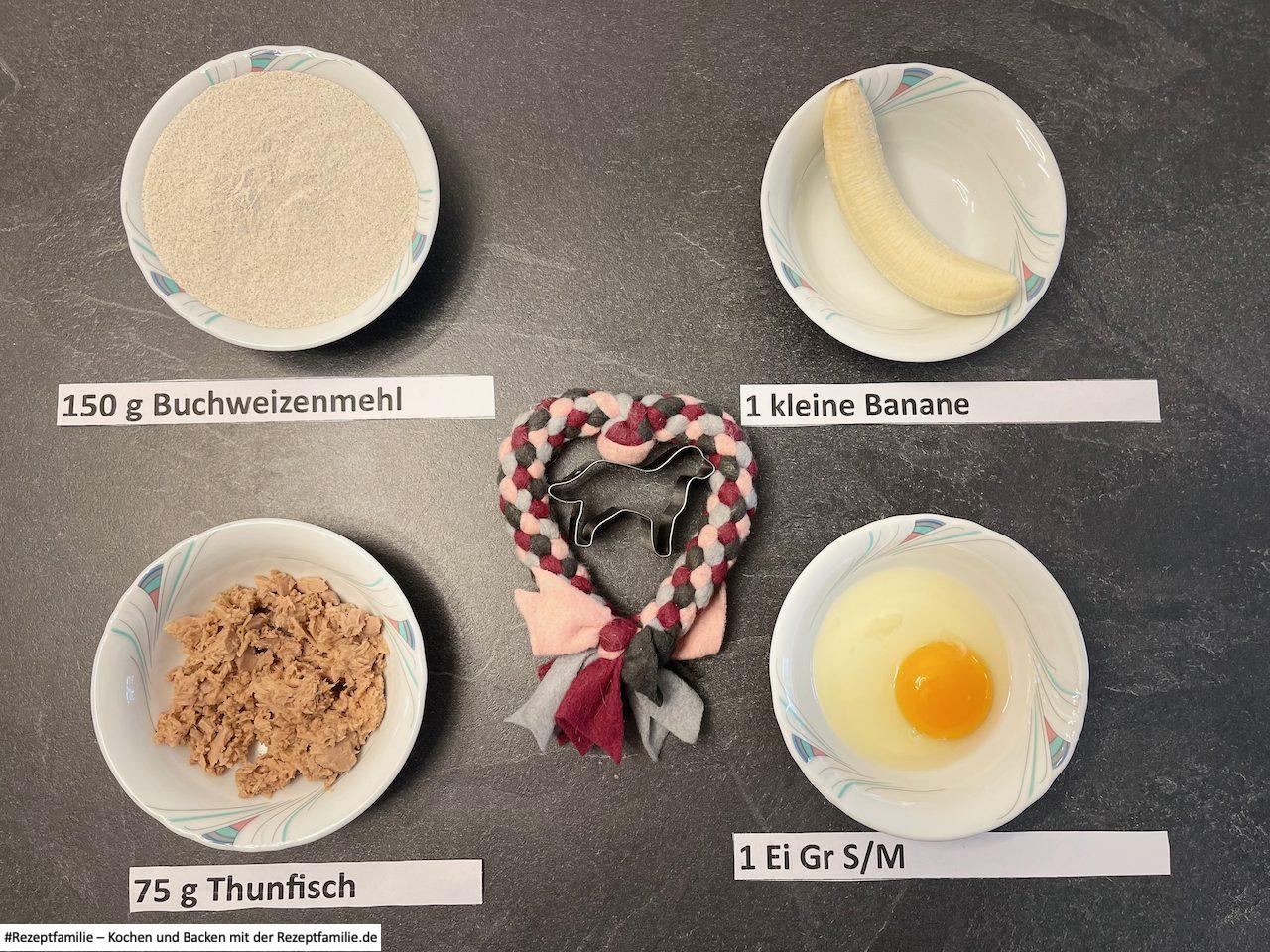 Zutaten für Thunfisch-Bananen-Kekse - Rezept von Doggi-Dog.com auf Rezeptfamilie