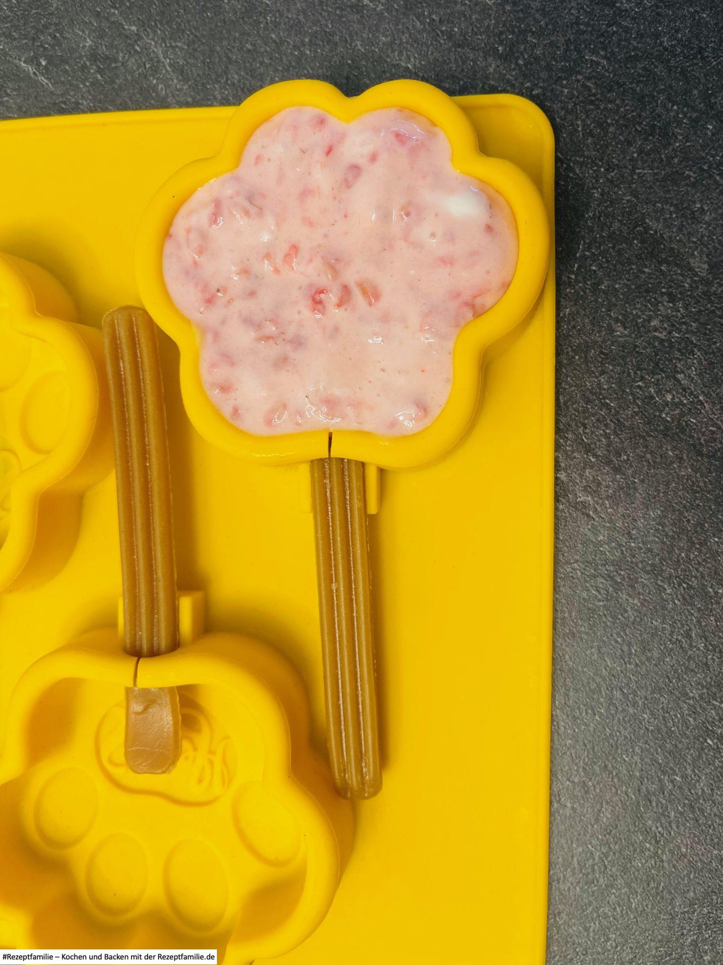 In der Gefrierform - Himbeer Eis für Hunde - vorgestellt von Doggi-Dog und der Rezeptfamilie