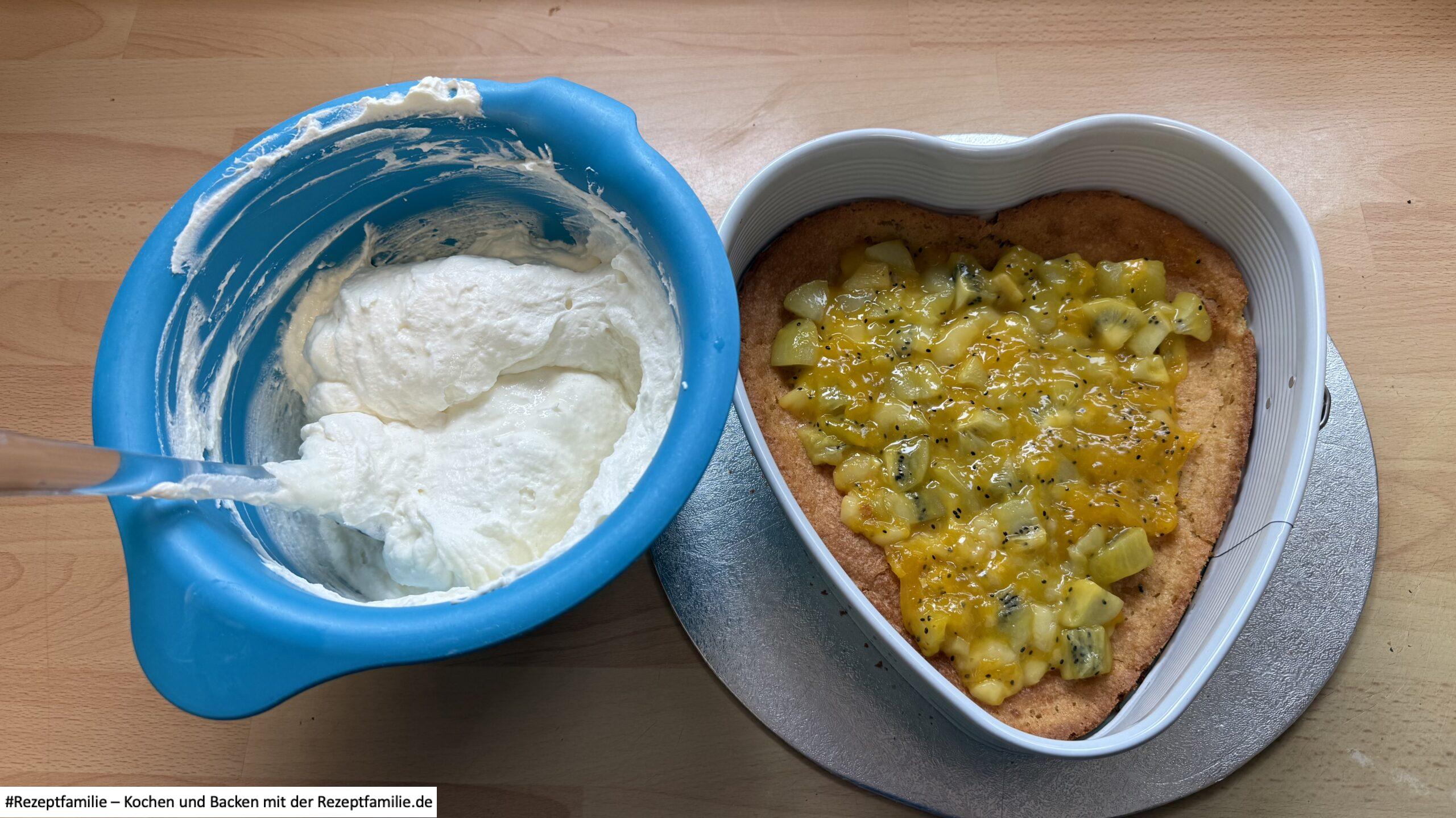 Creme neben der Springform - Kiwi-Torte - Backen mit der Rezeptfamilie