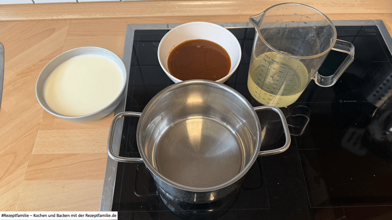 Süßer Hack-Reisauflauf mit Pfirsichen Zutaten für die Soße - Rezeptfamilie