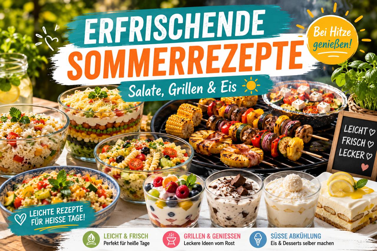 Erfrischende Sommerrezepte bei Hitze: Salate, Grillen & Eis ☀️