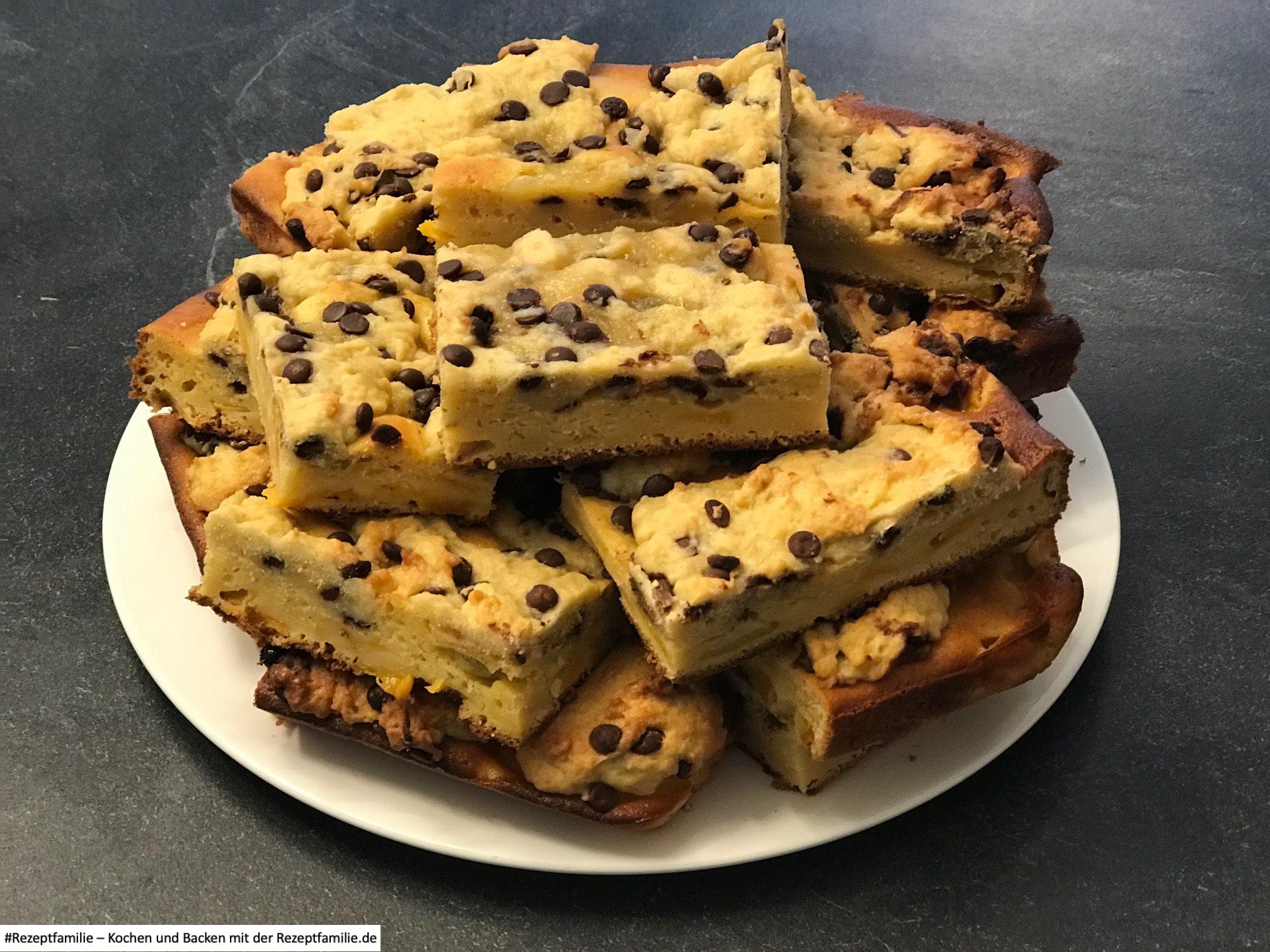 Pfirsischschnitten mit Schokotröpfchen