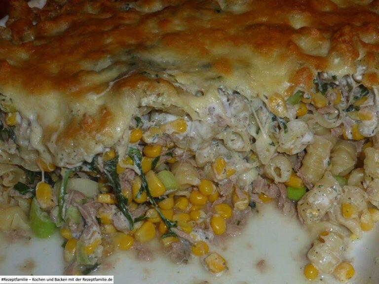 Thunfisch-Spinat-Nudelauflauf.
