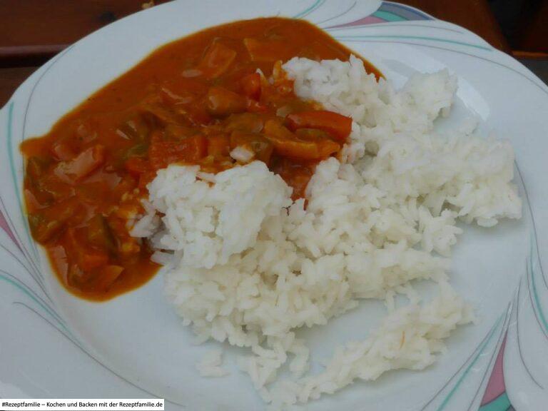 Reis mit Curry Kokos Sauce