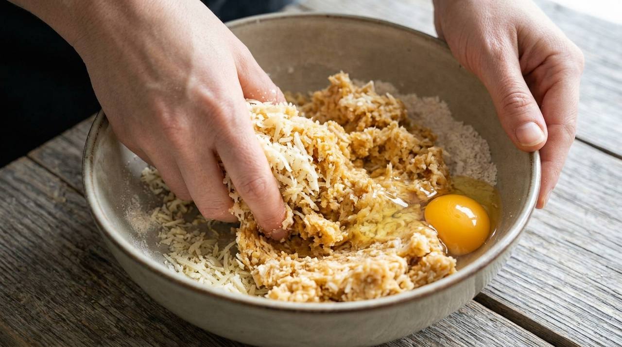 Teig kneten für Parmesan Leckerlis