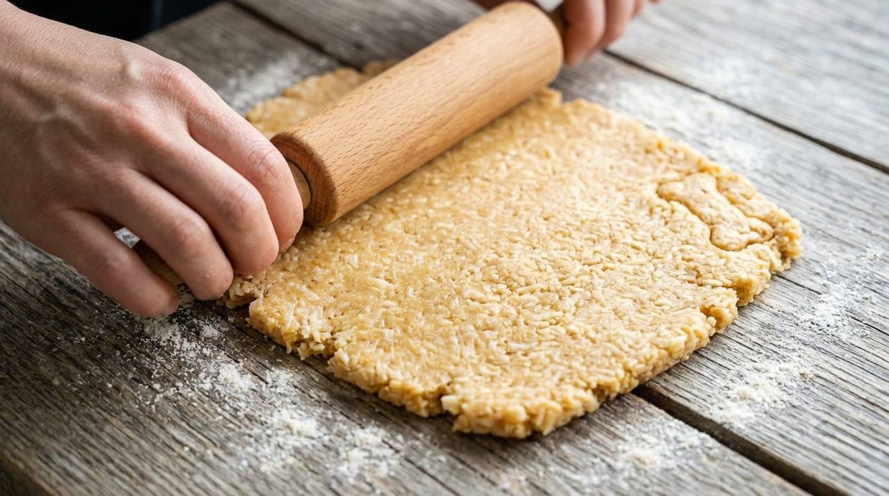 Teig ausrollen für Parmesan Leckerlis