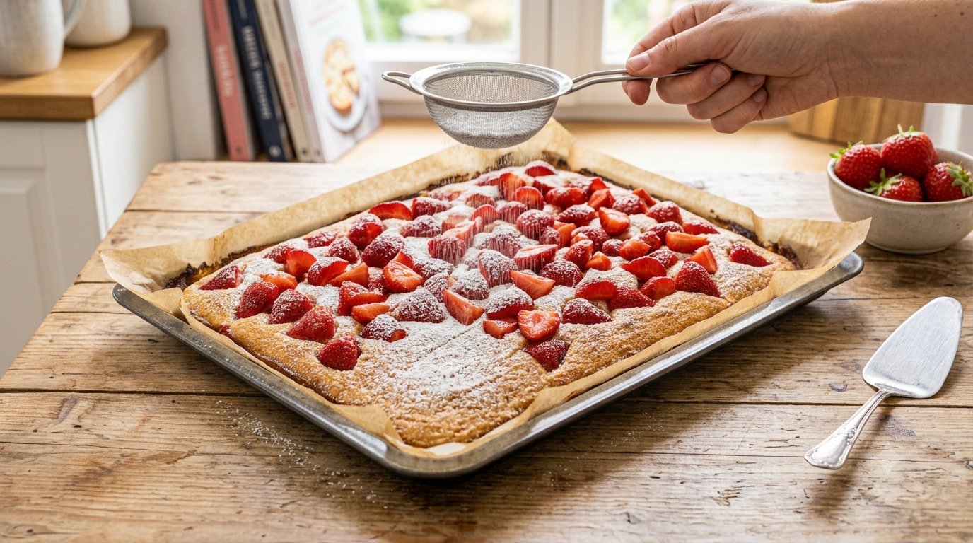 Fertiger Erdbeerkuchen vom Blech
