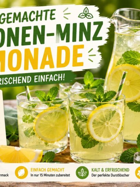 Selbstgemachte Zitronen-Minz-Limonade – erfrischender Sommerdrink