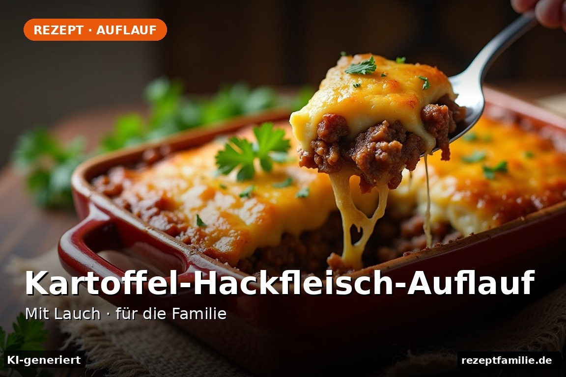 Kartoffel-Hackfleisch-Auflauf mit Lauch – Rezeptbild, KI-generiert