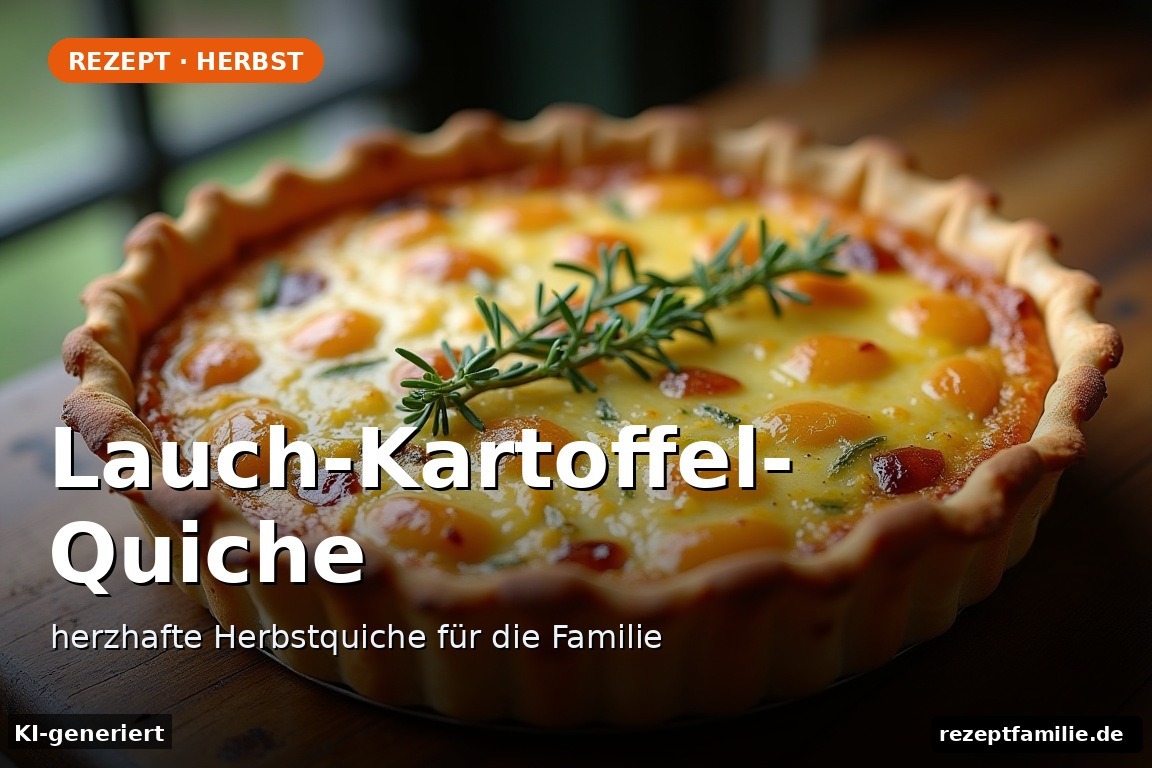 Lauch-Kartoffel-Quiche – Lauch-Kartoffel-Quiche – herzhafte Herbstquiche für die Familie (KI-generierte Darstellung)