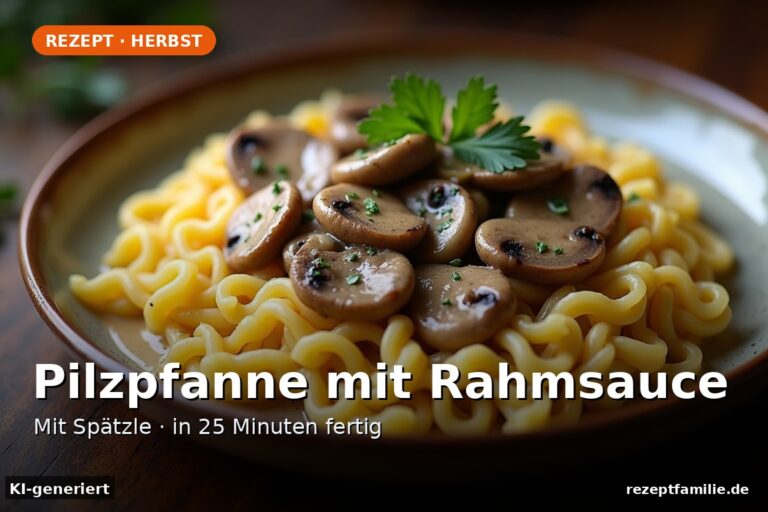 Pilzpfanne mit Rahmsauce und Spätzle – schnelles Herbstgericht