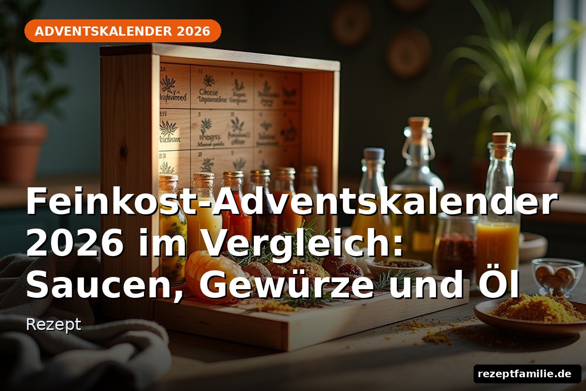 Feinkost-Adventskalender 2026 im Vergleich: Saucen, Gewürze und Öl – Rezept (KI-generierte Darstellung)