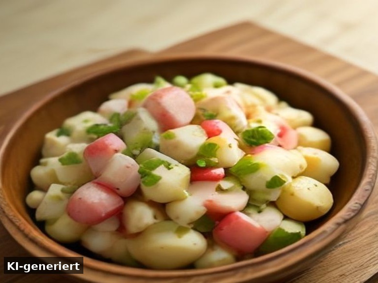 Sommerlicher Kartoffelsalat mit Radieschen und Schnittlauch (KI-generierte Darstellung)