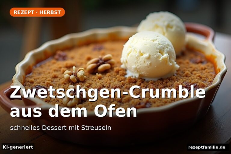 Zwetschgen-Crumble aus dem Ofen – schnelles Dessert mit Streuseln