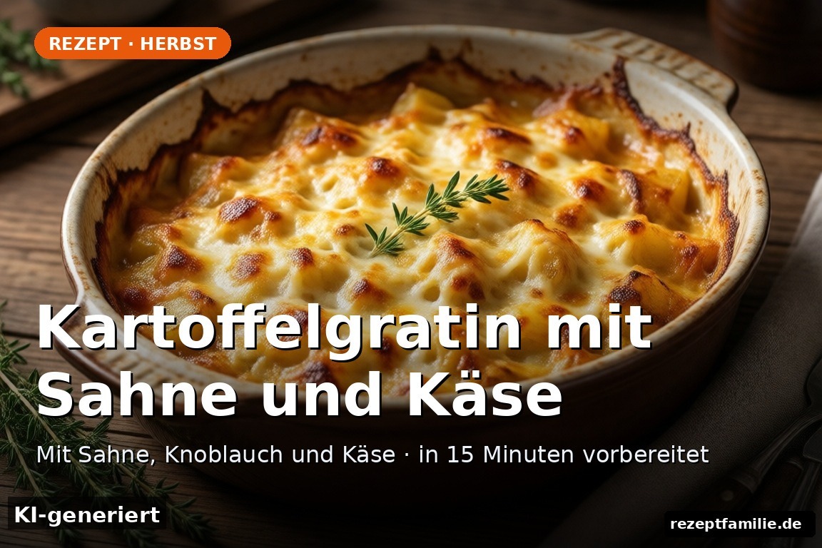 Kartoffelgratin mit Sahne und Käse (KI-generierte Darstellung)