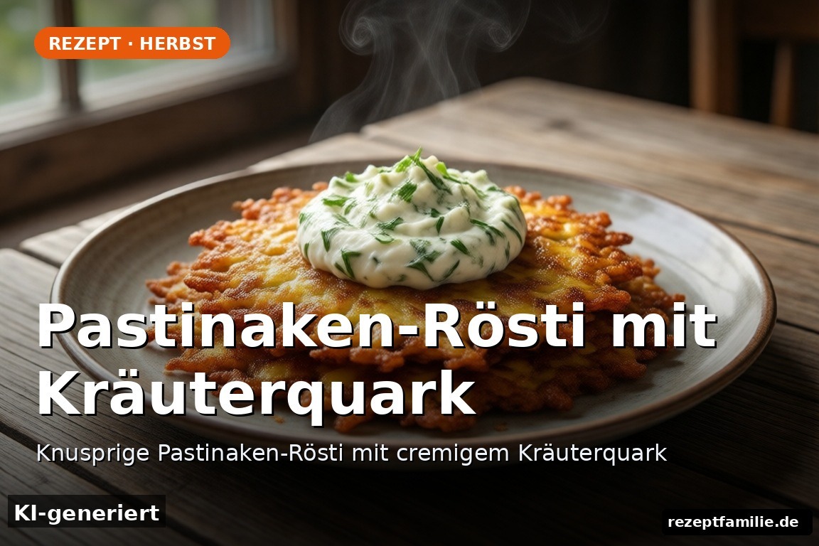 Pastinaken-Rösti mit Kräuterquark – Pastinaken-Rösti mit Kräuterquark (KI-generierte Darstellung)