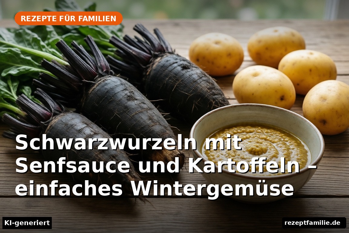 Schwarzwurzeln mit Senfsauce und Kartoffeln – einfaches Wintergemüse – (KI-generierte Darstellung)