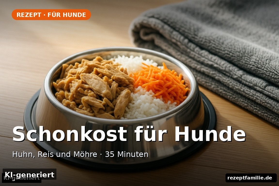 Schonkost für Hunde: Huhn mit Reis und geraspelter Möhre in einem Edelstahlnapf
